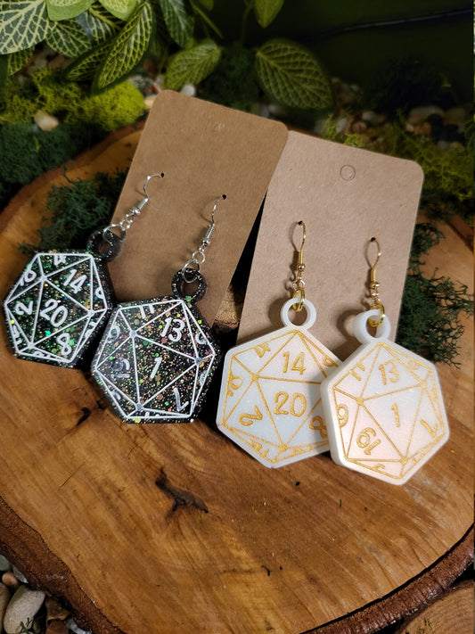D20, Critical Fail Critical Success Dangle Earrings