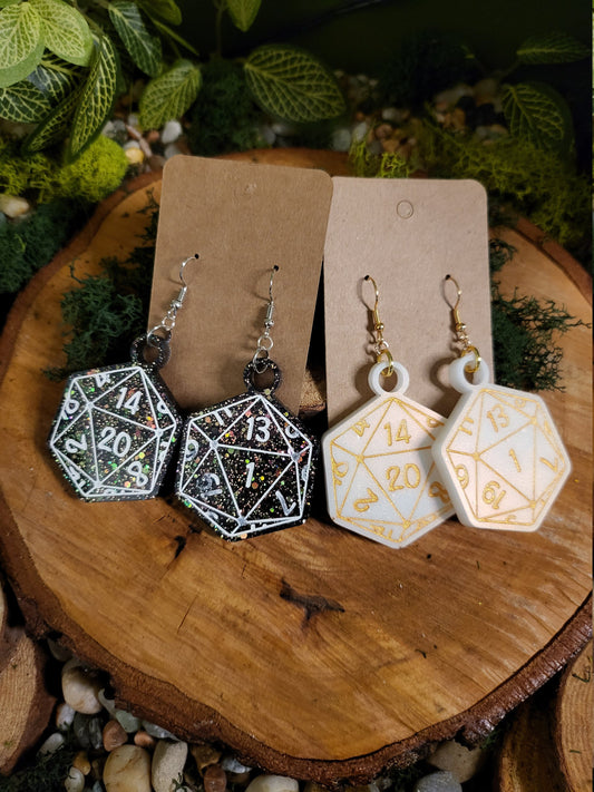 D20, Critical Fail Critical Success Dangle Earrings