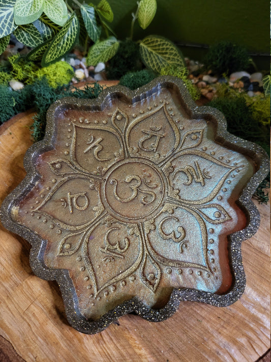 Copper and Gold Chakra Trinket Tray, 5in Tray