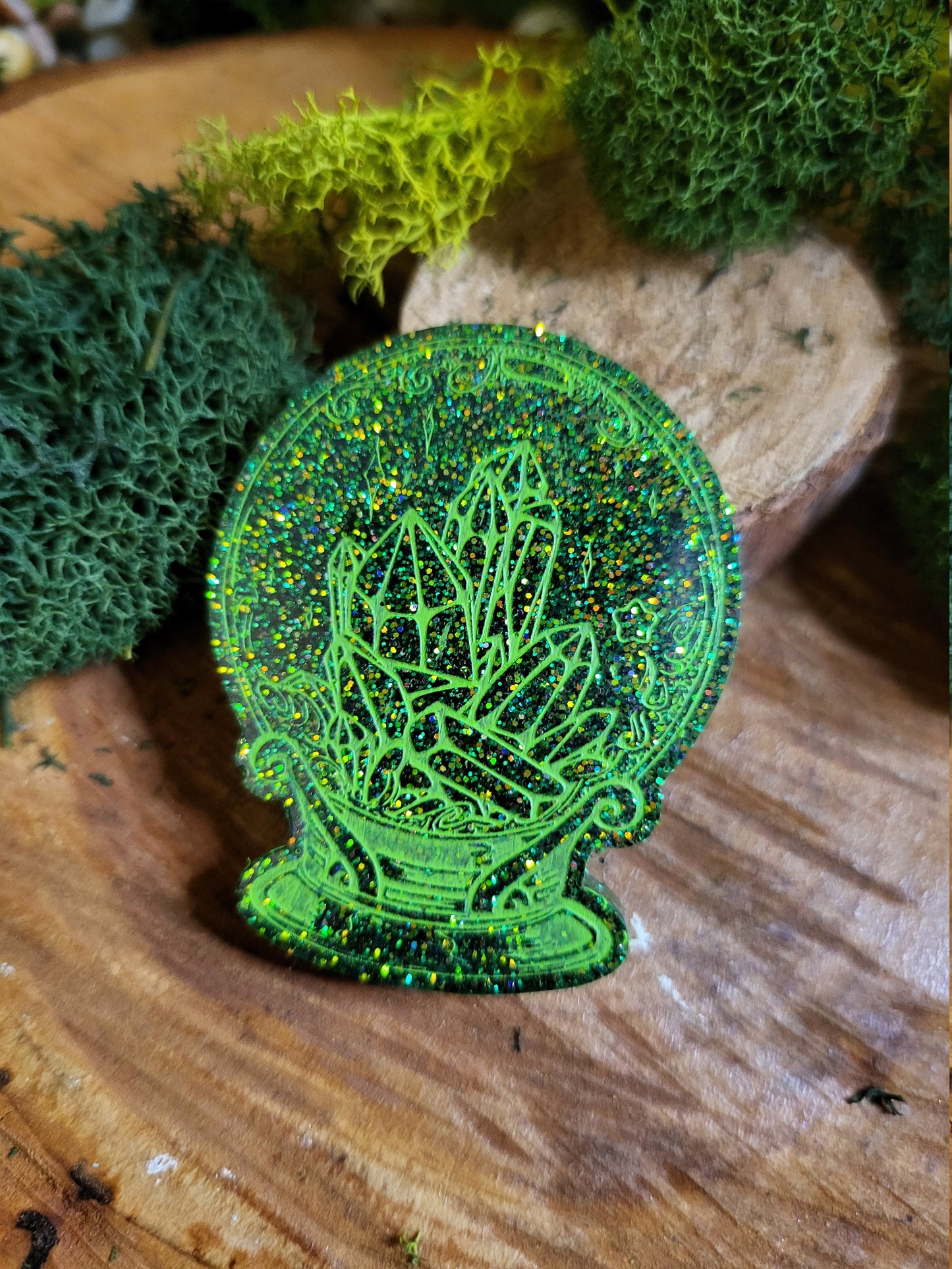 Green Crystal Ball Black Magnets