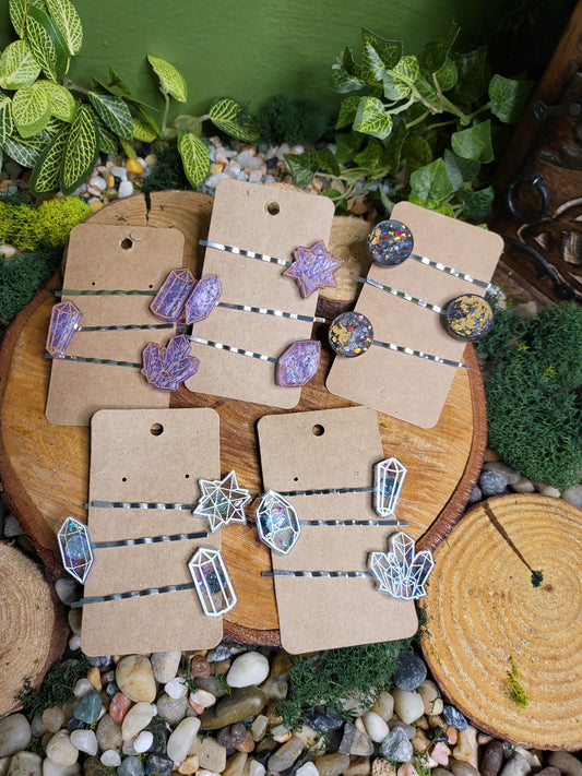 Crystals and Moons Hair Pins Sets of 3