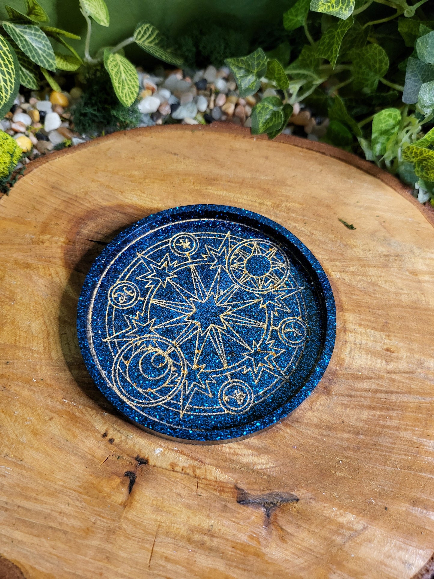 Deep Blue and Gold Summoning Circle Mini Tray