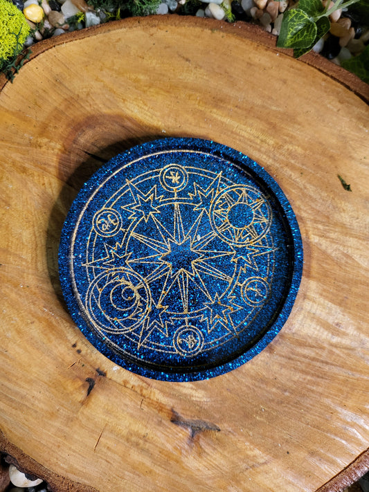 Deep Blue and Gold Summoning Circle Mini Tray