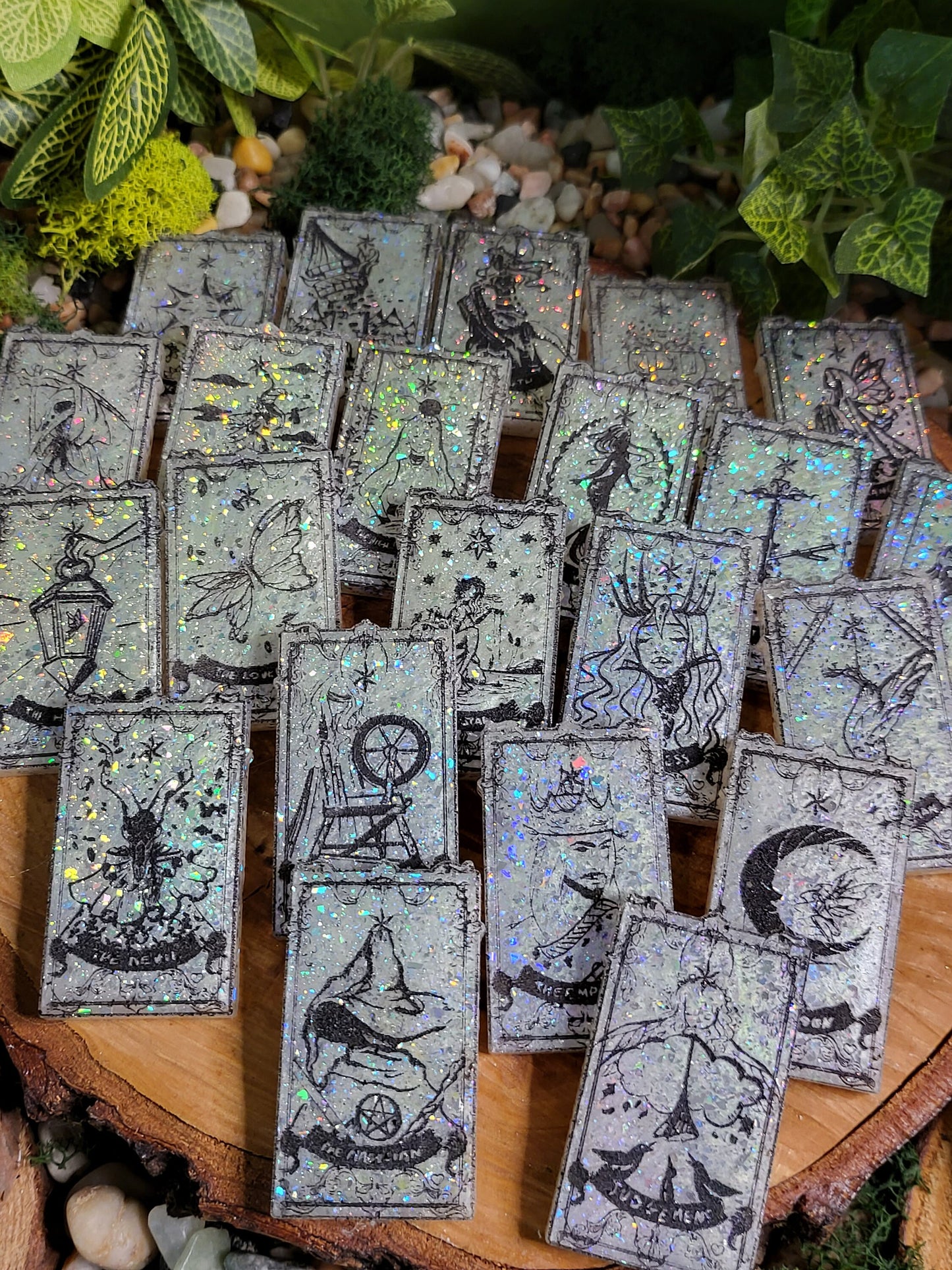 Mini Tarot Card Set - White Holographic Glitter