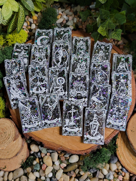 Mini Tarot Card Set - Black Color Shift Glitter