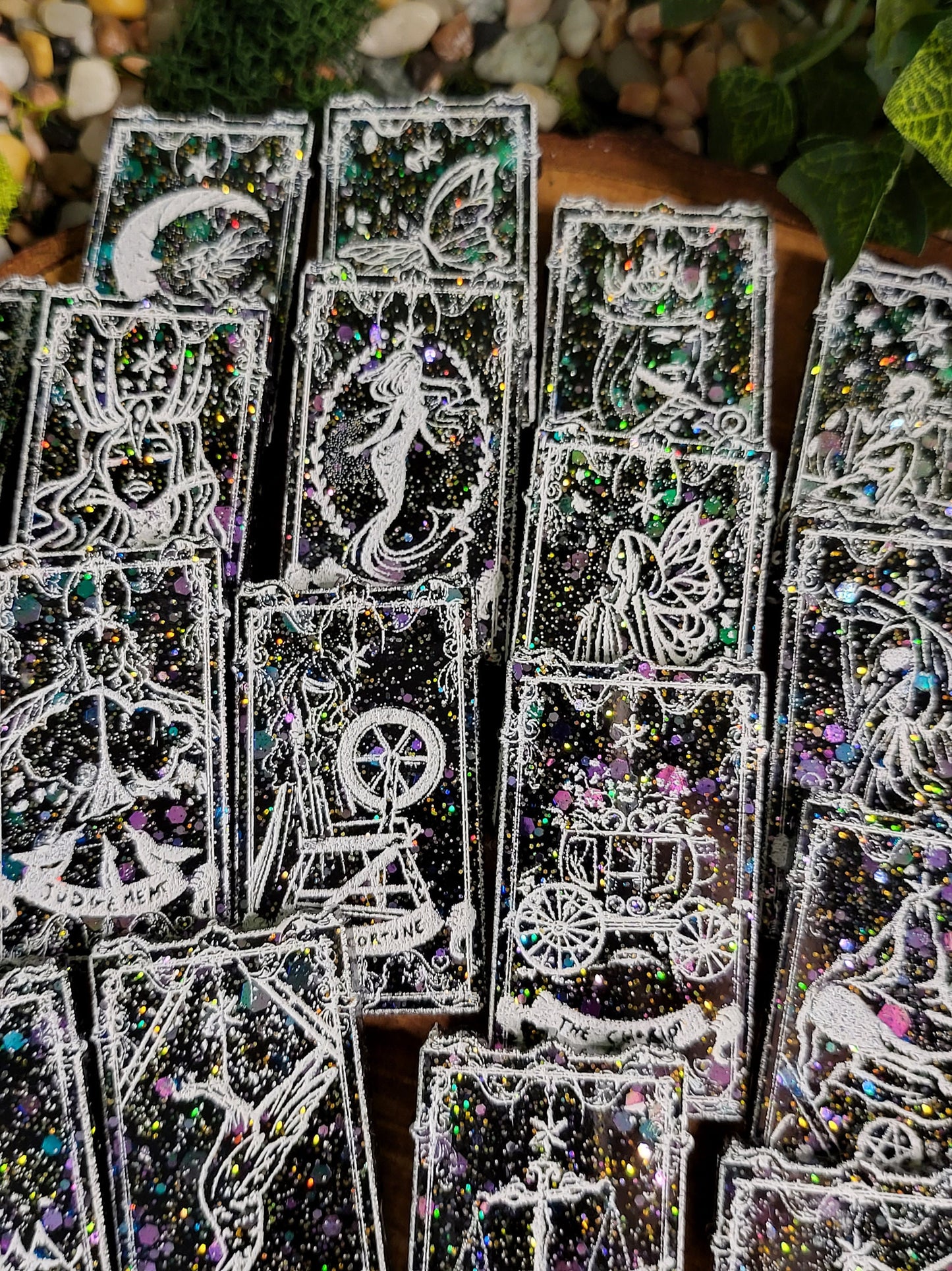 Mini Tarot Card Set - Black Color Shift Glitter