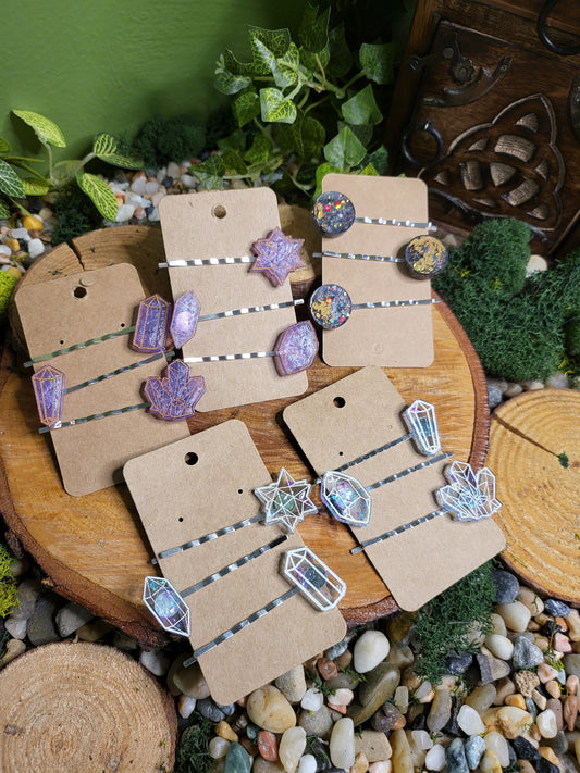 Crystals and Moons Hair Pins Sets of 3