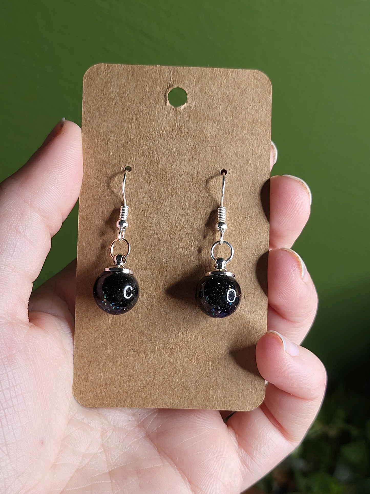 Black Glitter Bomb Little Globe Earrings
