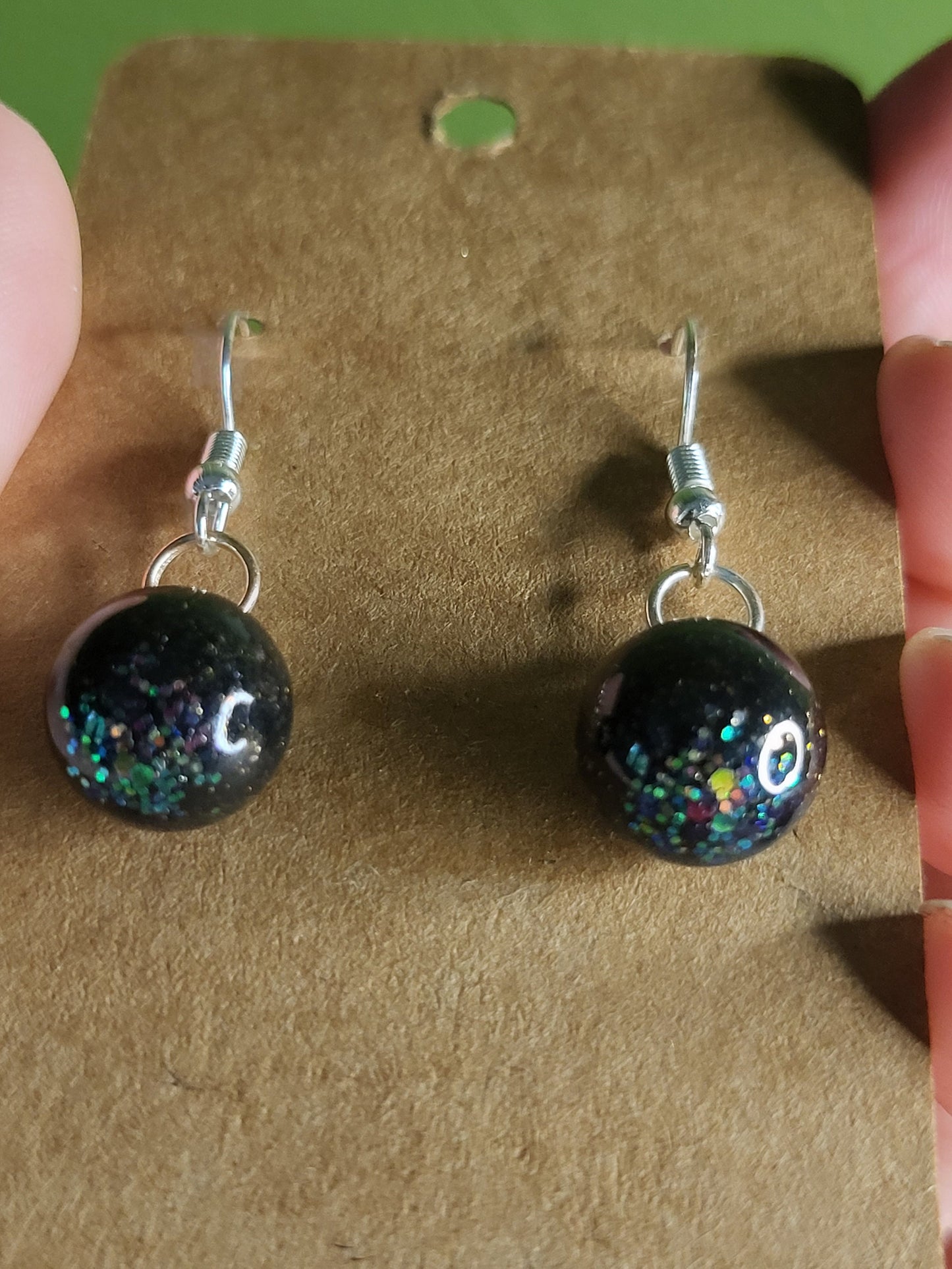 Black Glitter Bomb Little Globe Earrings