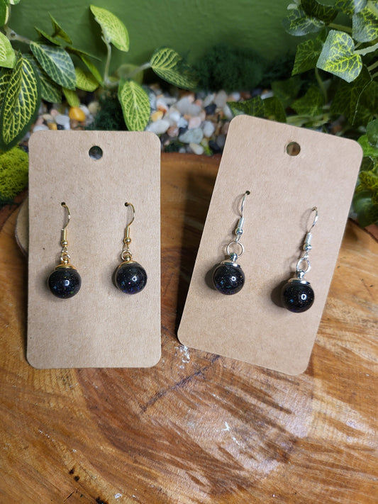 Black Glitter Bomb Little Globe Earrings