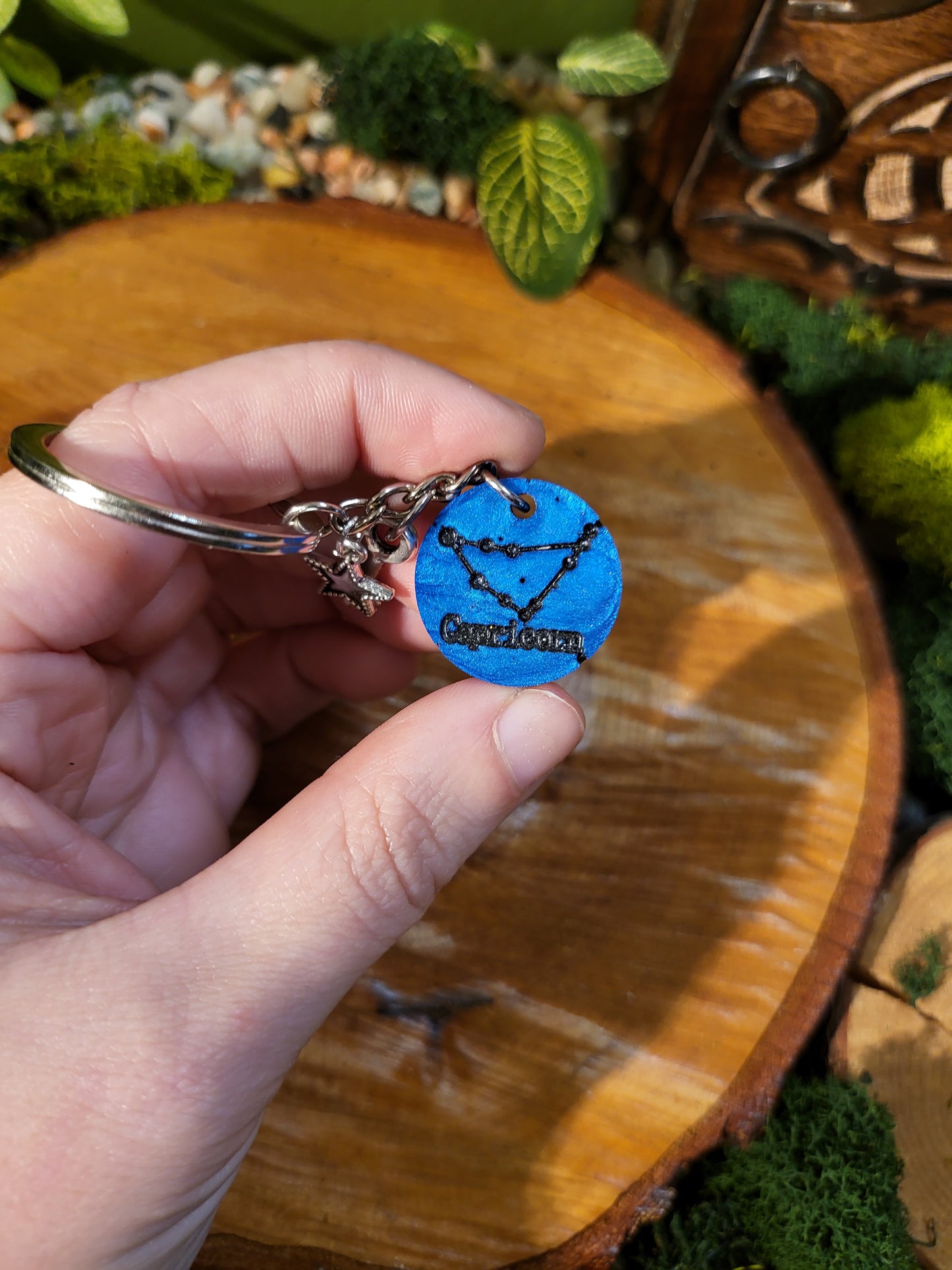 Blue and Black Astrological Keychains with Charms