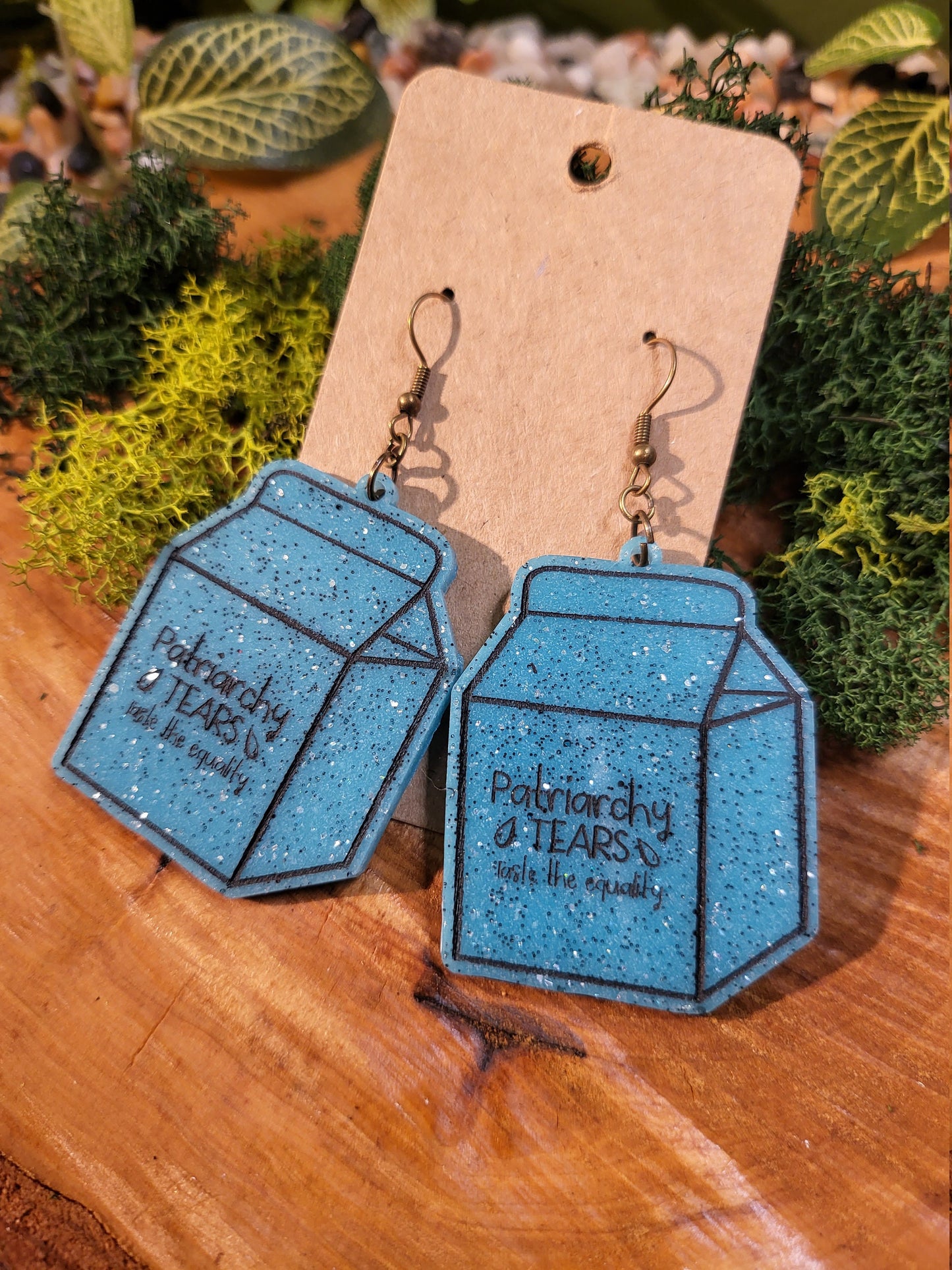 Patriarchy Tears Carton Earrings, Activist Earrings