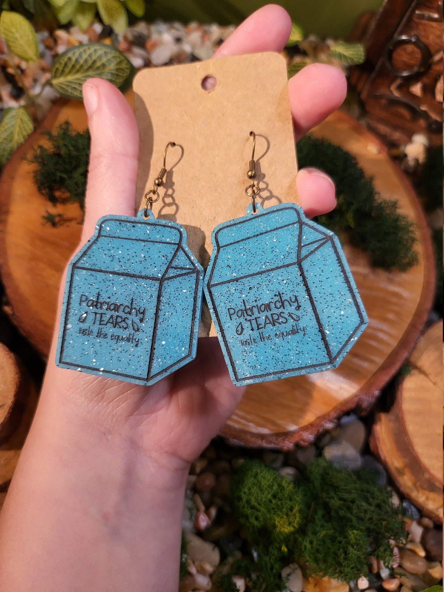 Patriarchy Tears Carton Earrings, Activist Earrings