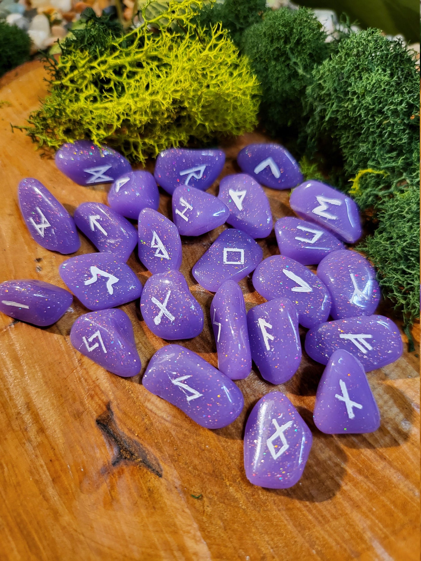 Pastel Purple Norse / Elder Futhark Runes, Set of 24