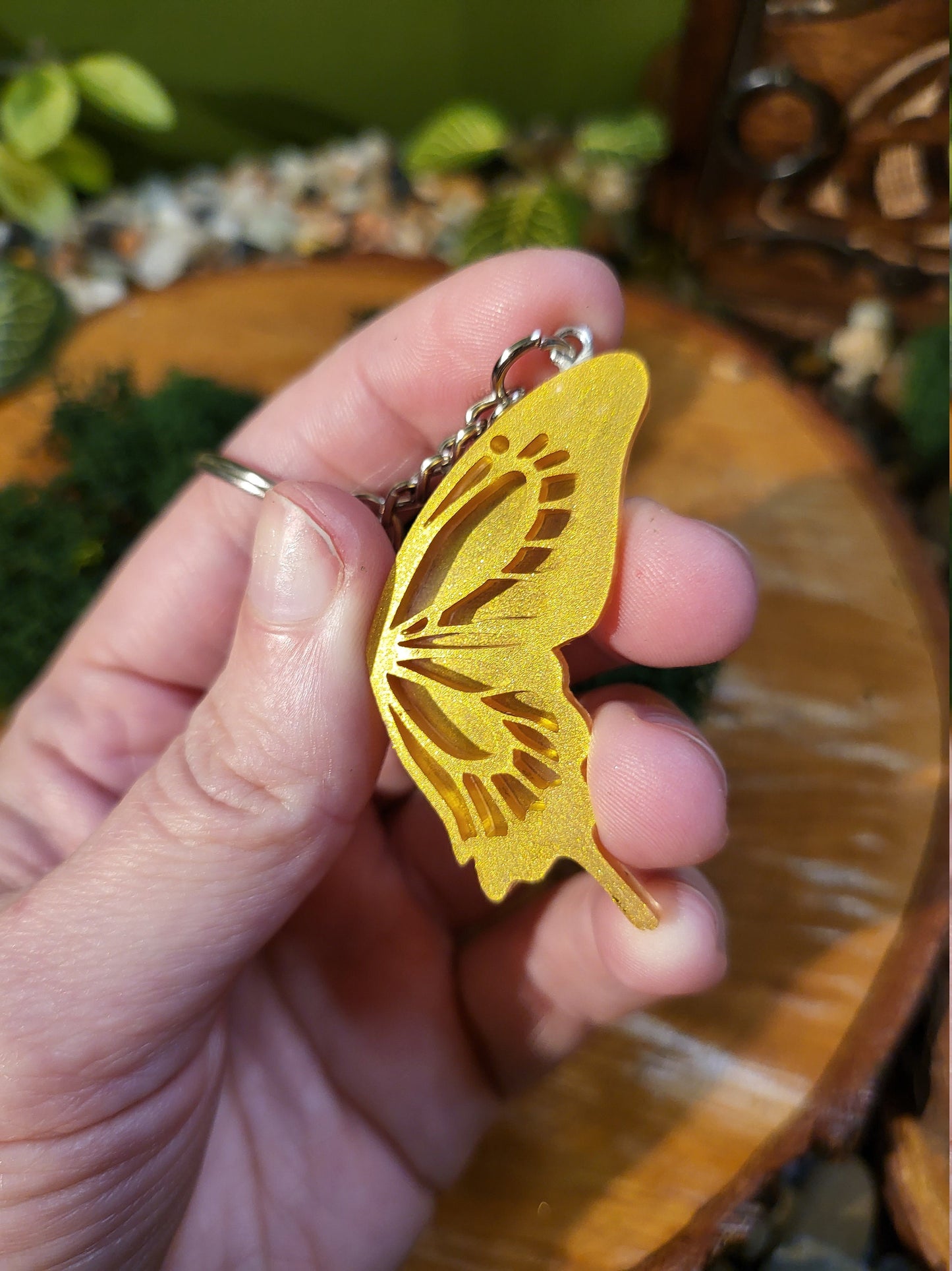 Gold Butterfly Wing Keychain