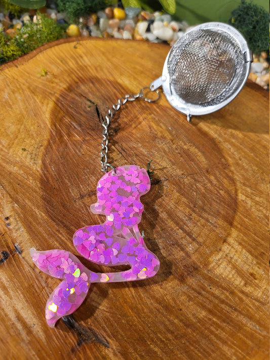 Pink Heart Glitter Mermaid Loose Leaf Tea Ball, Tea Infuser