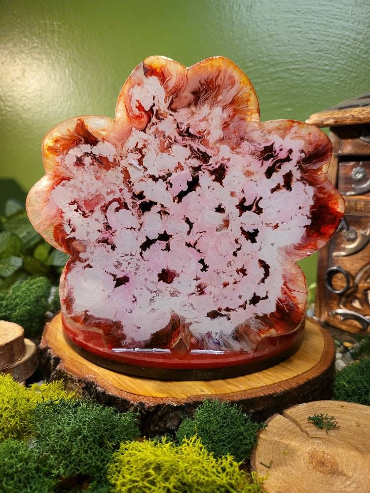 Flower Agate Sakura Shelf Altar Tray, Tarot Holder, Crystal Display