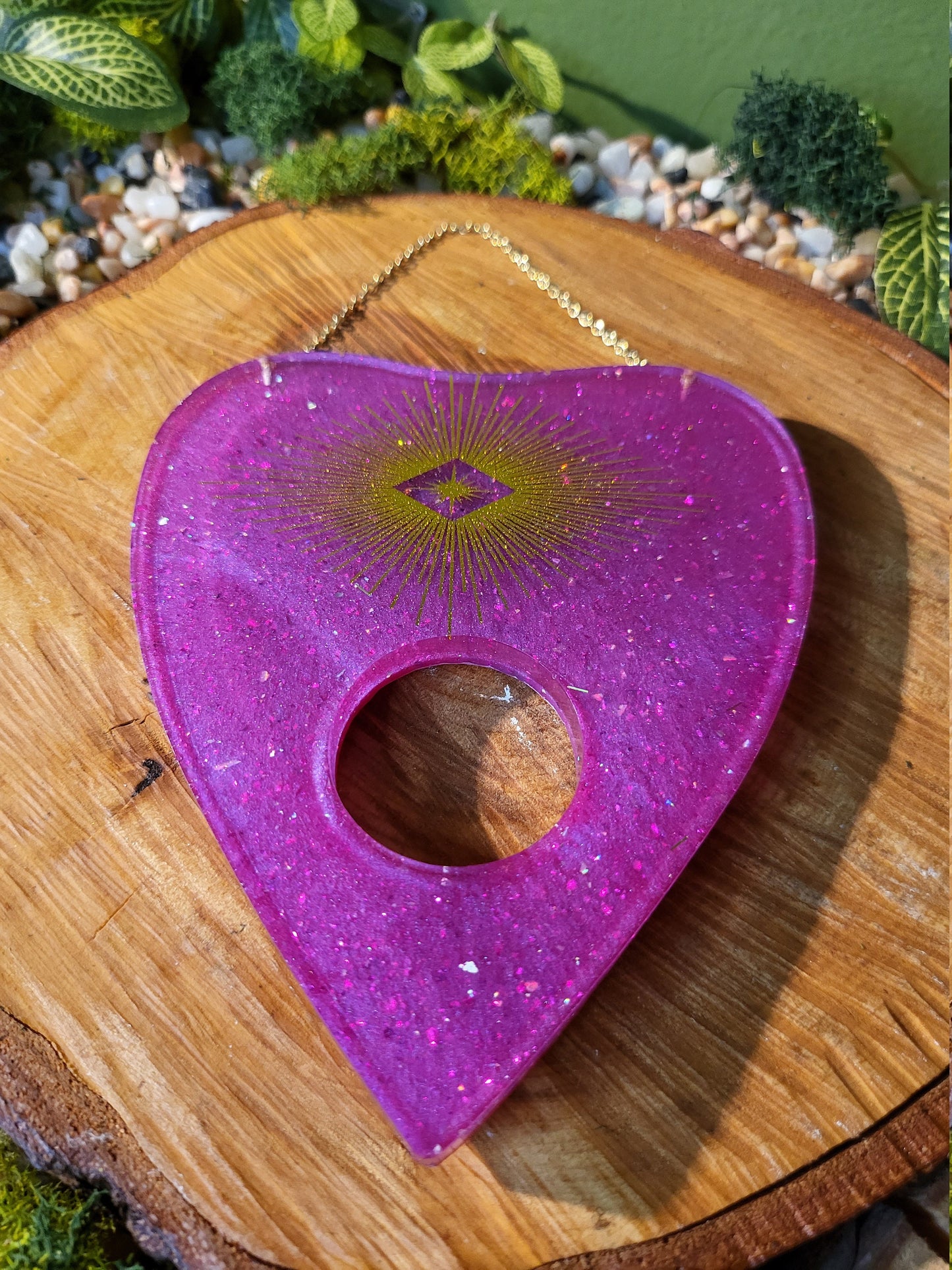 Hot Pink and Gold Burst Planchette Wall Hanging