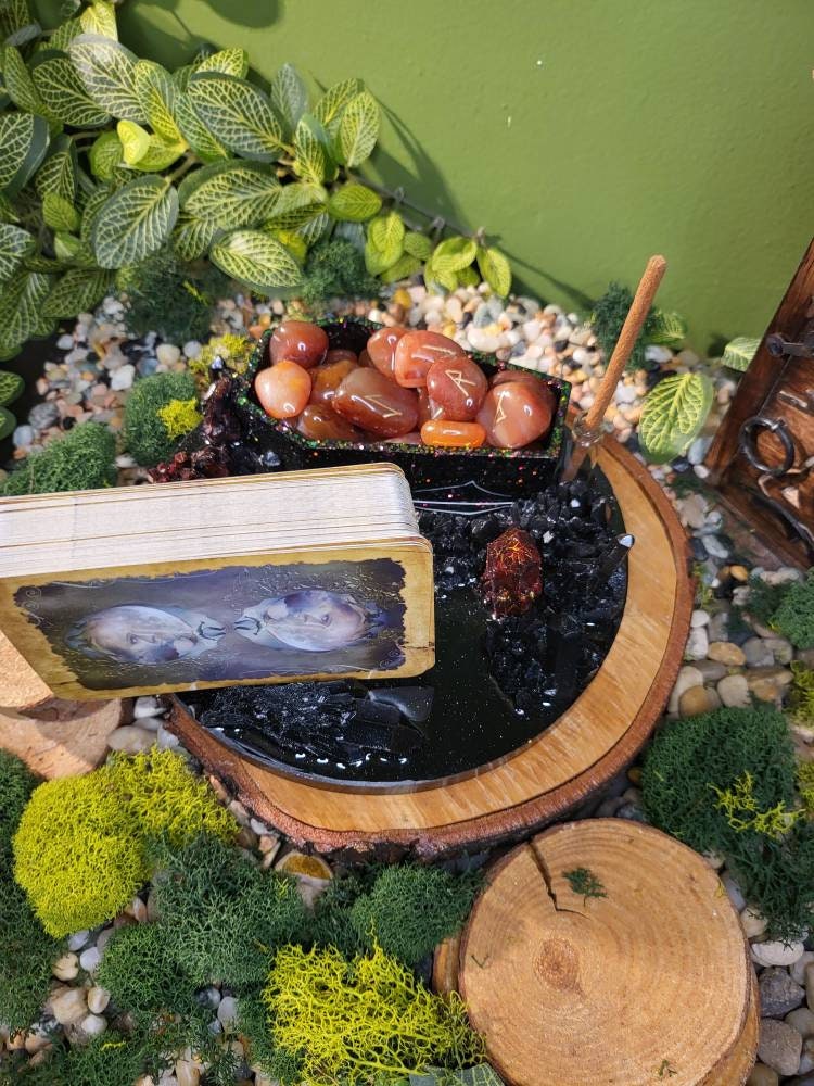 Coffin Altar Tray, Tarot Holder, Crystal Display,  Incense Holder