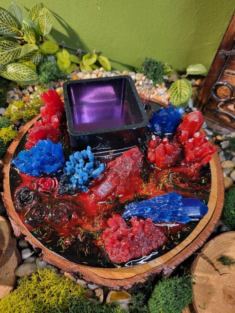 Galaxy Roses Altar Tray, Tarot Holder, Crystal Display,  Incense Holder