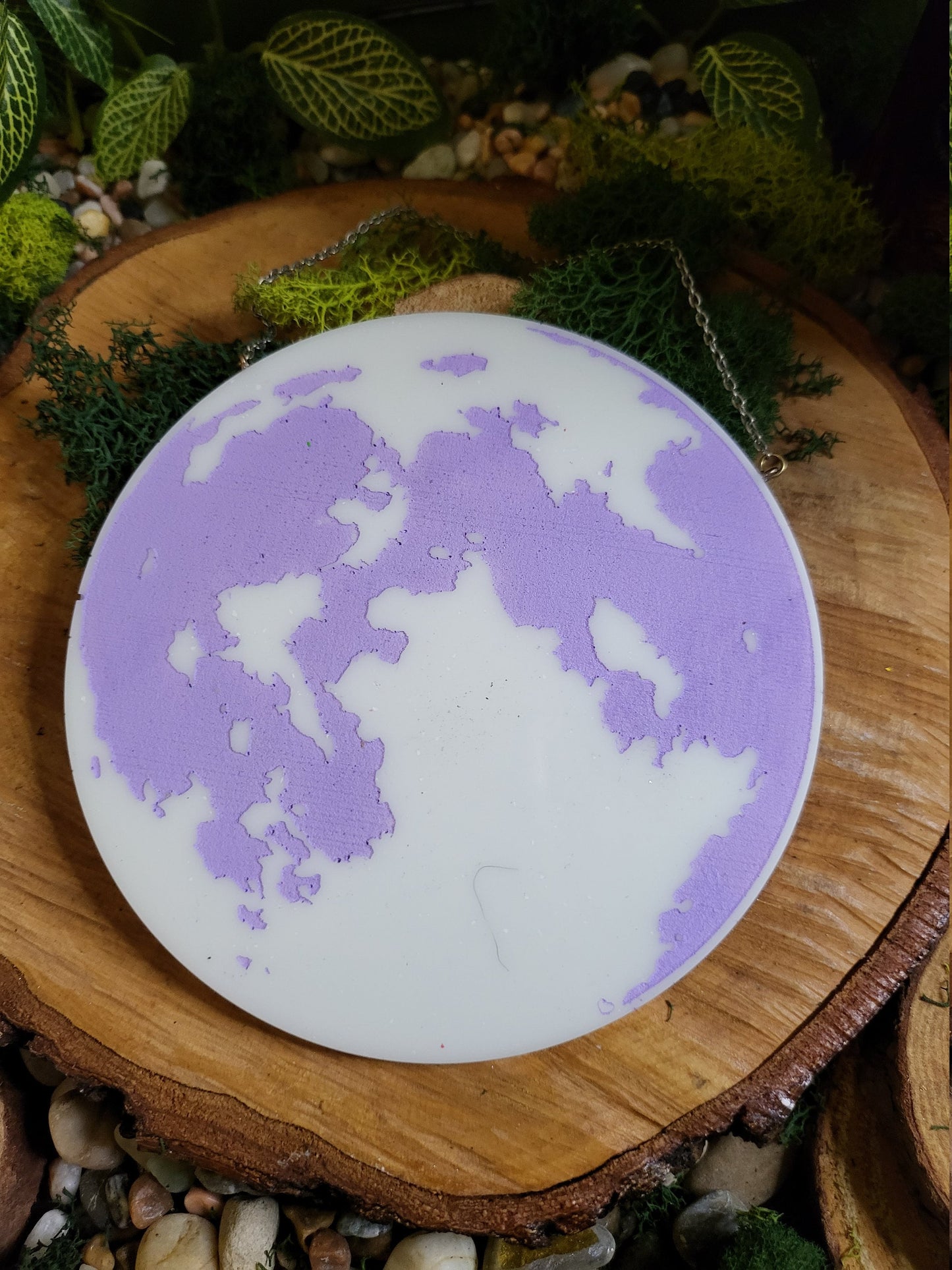White with Purple Outline Full Moon Wall Hanging