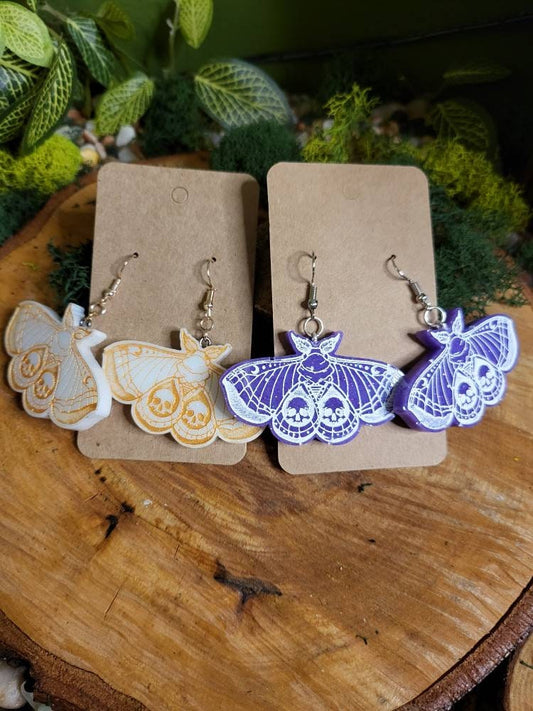 Deathhead Moth Dangle Earrings
