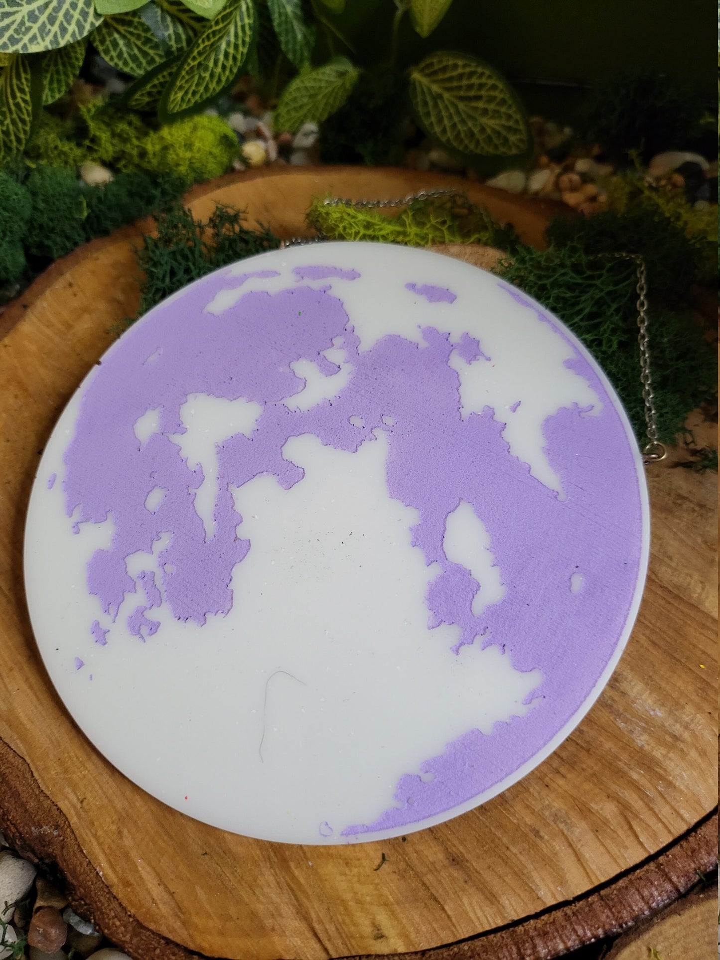 White with Purple Outline Full Moon Wall Hanging