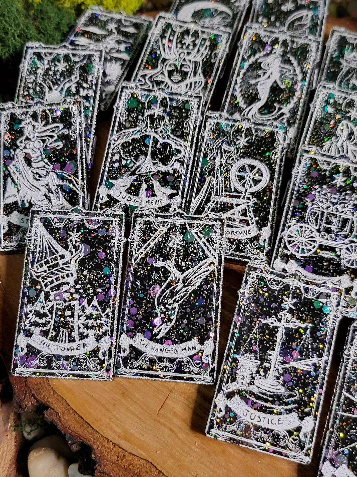 Mini Tarot Card Set - Black Color Shift Glitter