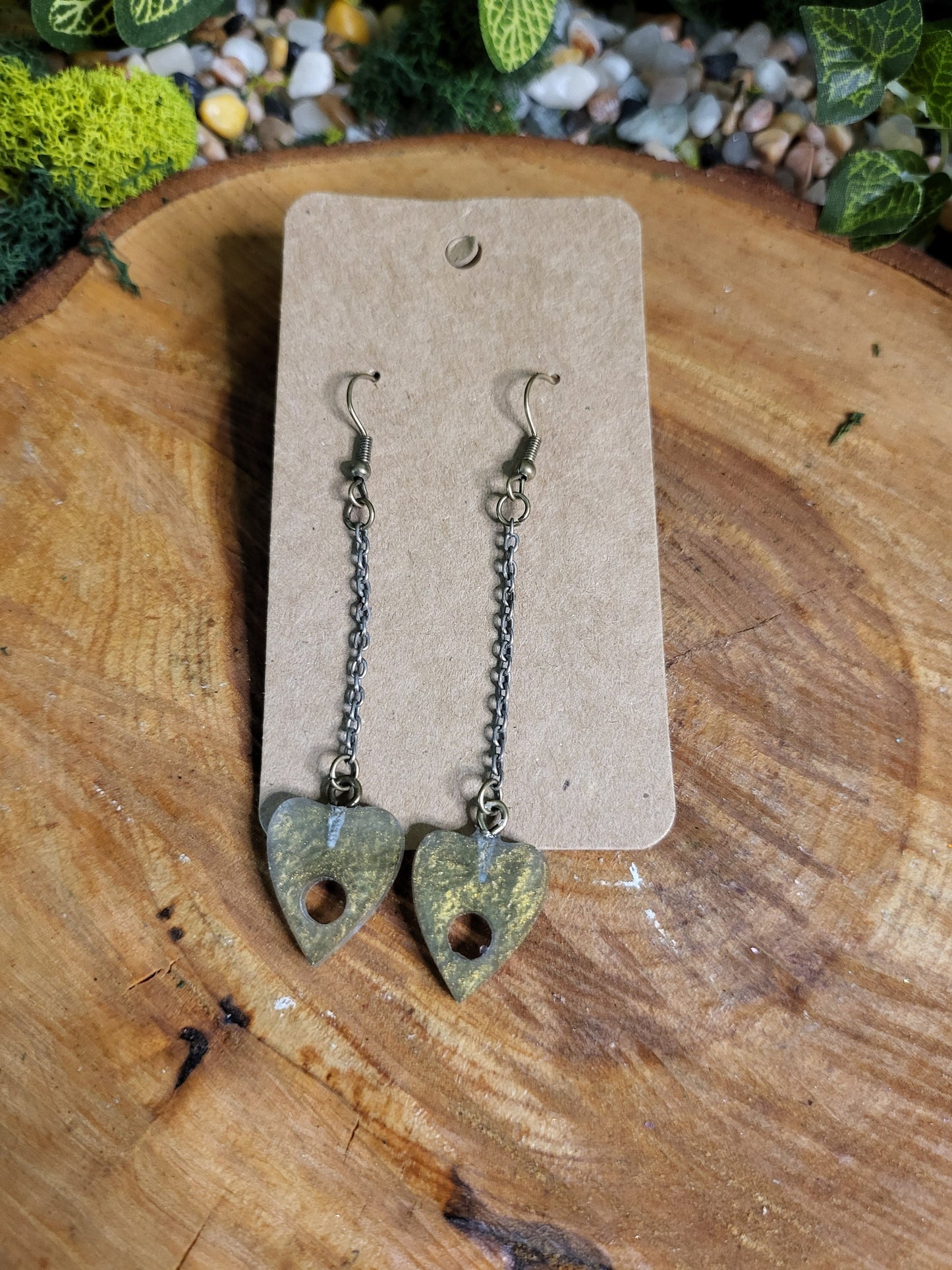Gold/Copper Dangle Planchette Earrings