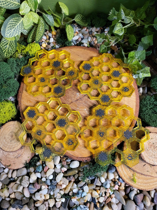 Yellow and Black Bee/Beehive Coaster Set of 4
