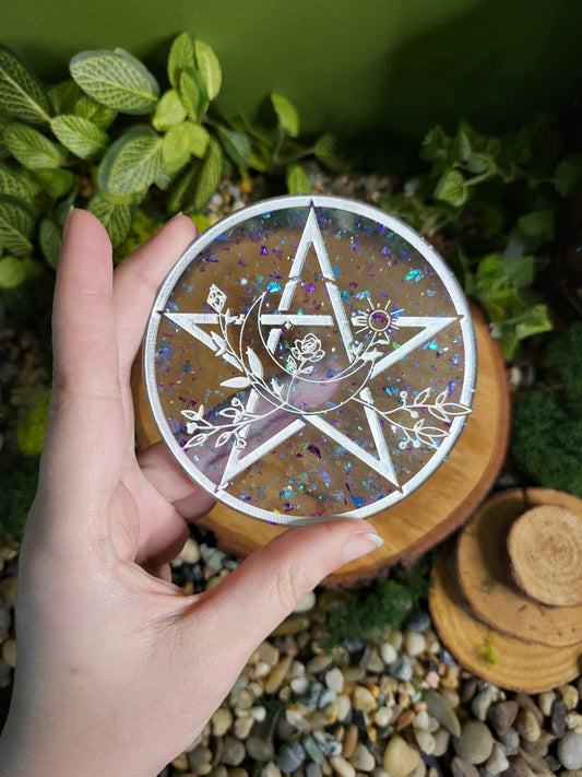 Blue and Holographic Glitter Small Pentagram Plate